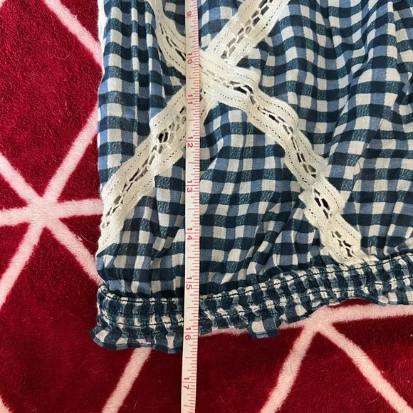 EUC Free People Blue Gingham Off-Shoulder Top Small / Medium - Picture 11 of 11